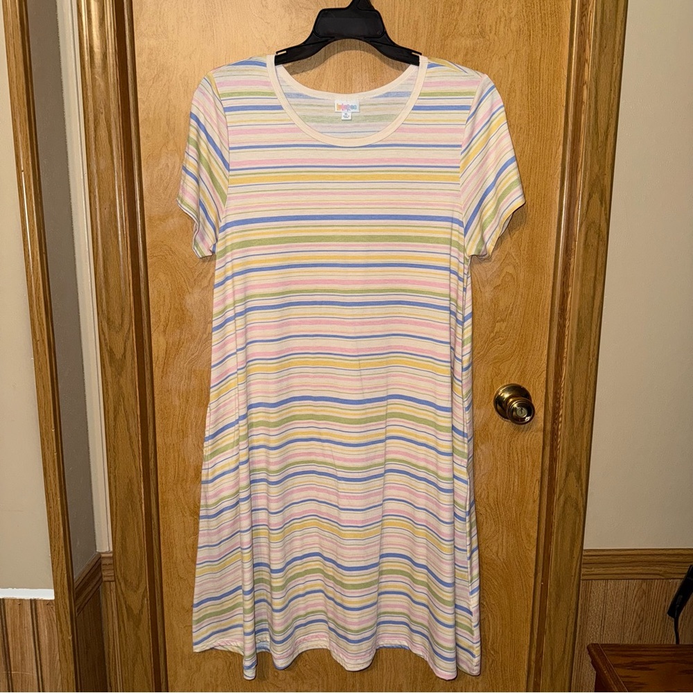 LuLaRoe Striped Multicolor T-Shirt Dress